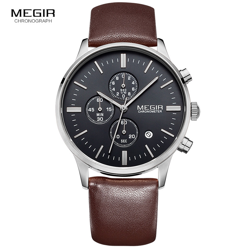 Suede Strap Watch - Megir zegarki kwarcowe mężczyźni luminous wodoodporny