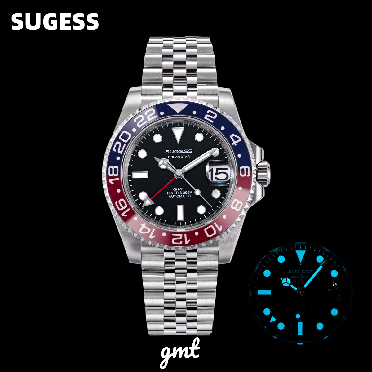 Rolex Watch Submariner - Zegarek nurkowy Sugess GMT dla mężczyzn,