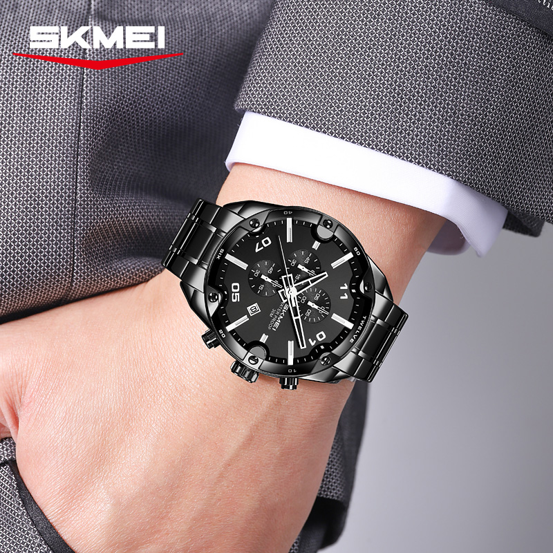 SKMEI 9387 Modny zegarek męski – Suede Strap Watch recenzja i cena