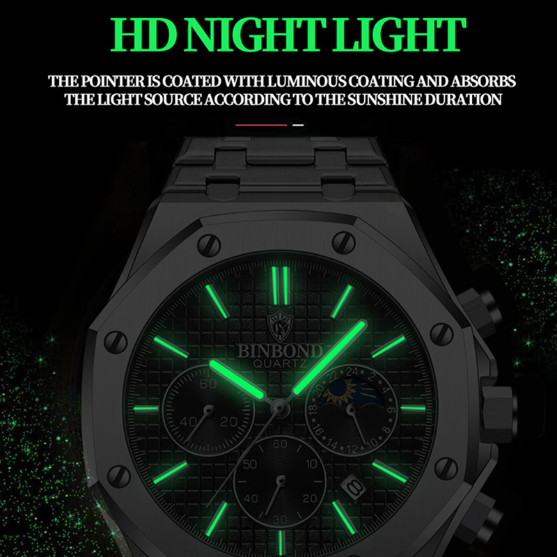 BINBOND jakości męski zegarek  – Patek Philippe Watch Nautilus recenzja i cena